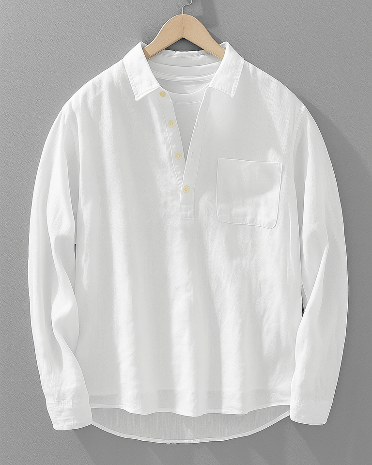 CloudSoft – Relaxed Fit, Cool & Stylish Half-Placket Shirt