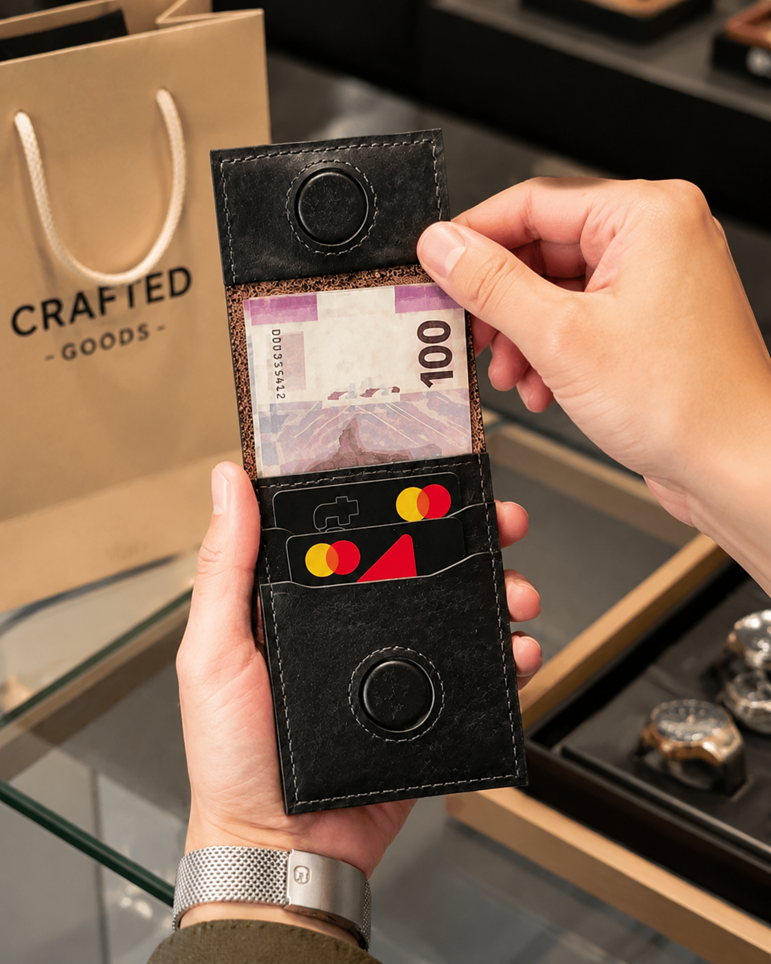 HeritageCraft – Vintage Full-Grain Leather Snap Wallet