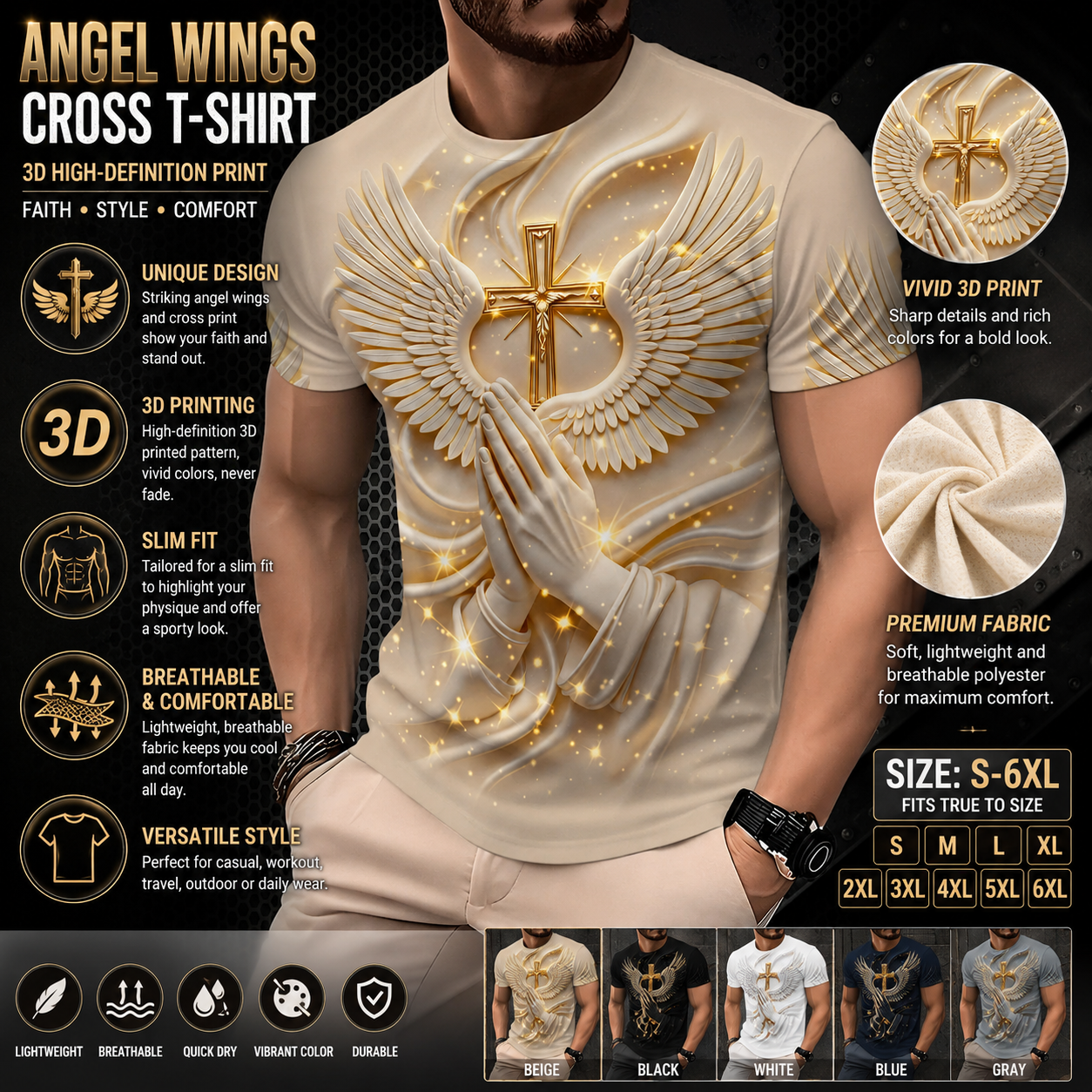 FaithWear – Vintage Cross Graphic Slim Fit Shirt