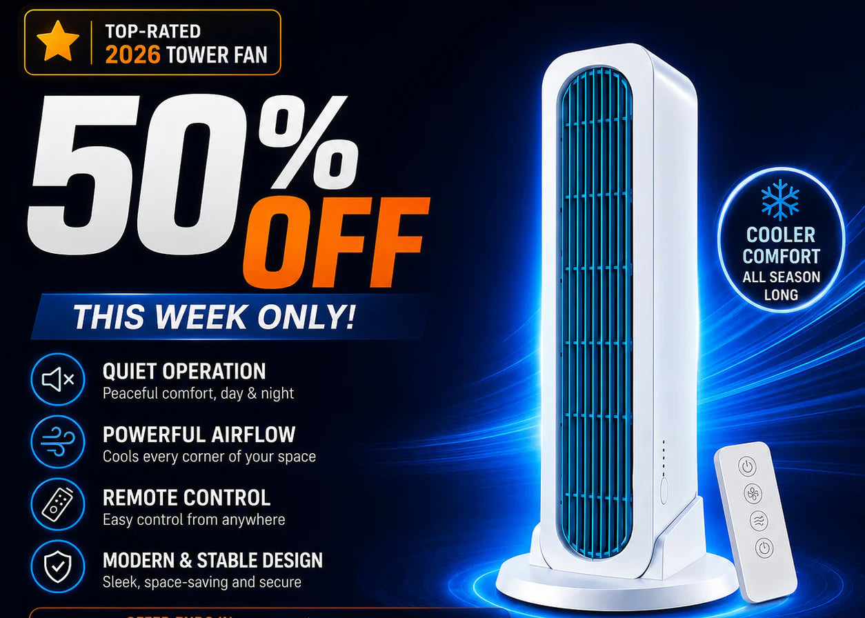 AeroCool – Fast Cooling Dual-Position Tower Fan