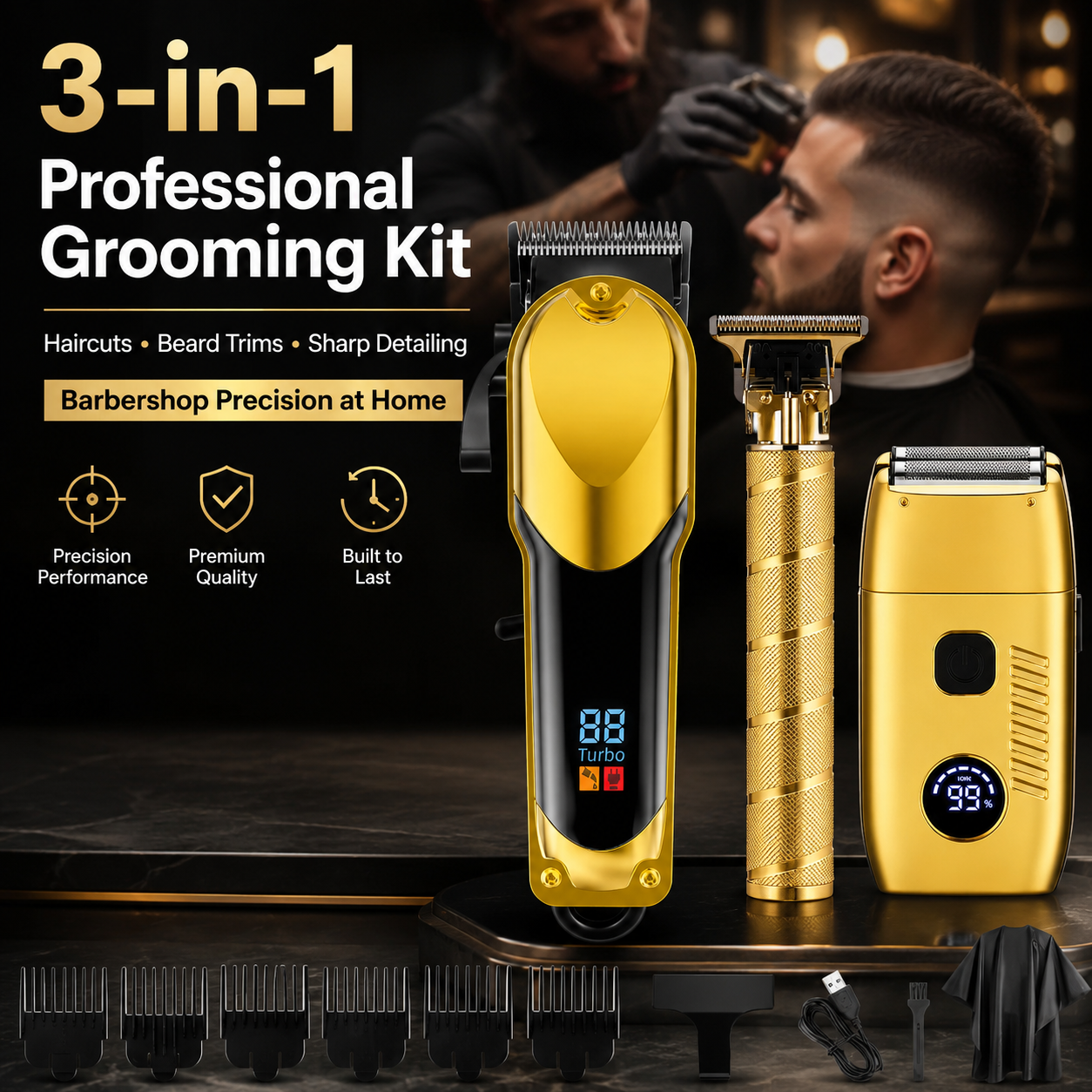 BarberEdge – Cordless Precision Hair & Beard Trimmer Set