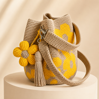 BloomEase – Handwoven Floral Everyday Bucket Bag