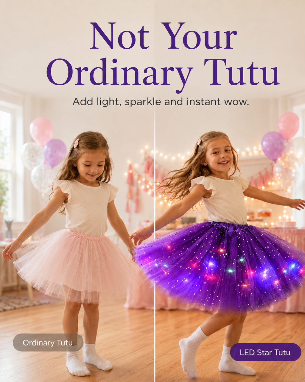 GlowTwirl – Light-Up Star Mesh Princess Tutu