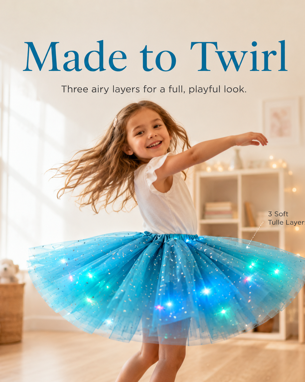 GlowTwirl – Light-Up Star Mesh Princess Tutu