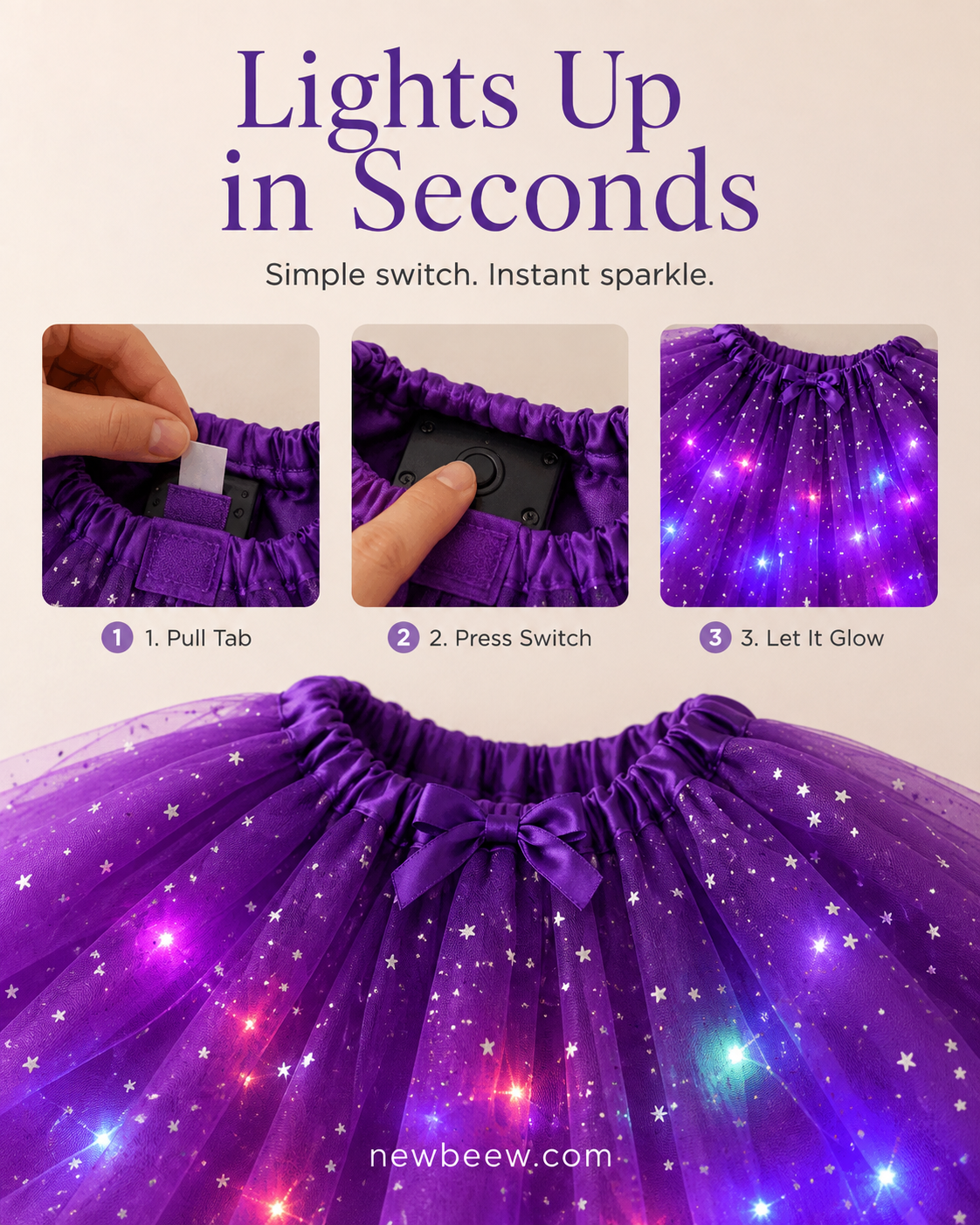 GlowTwirl – Light-Up Star Mesh Princess Tutu