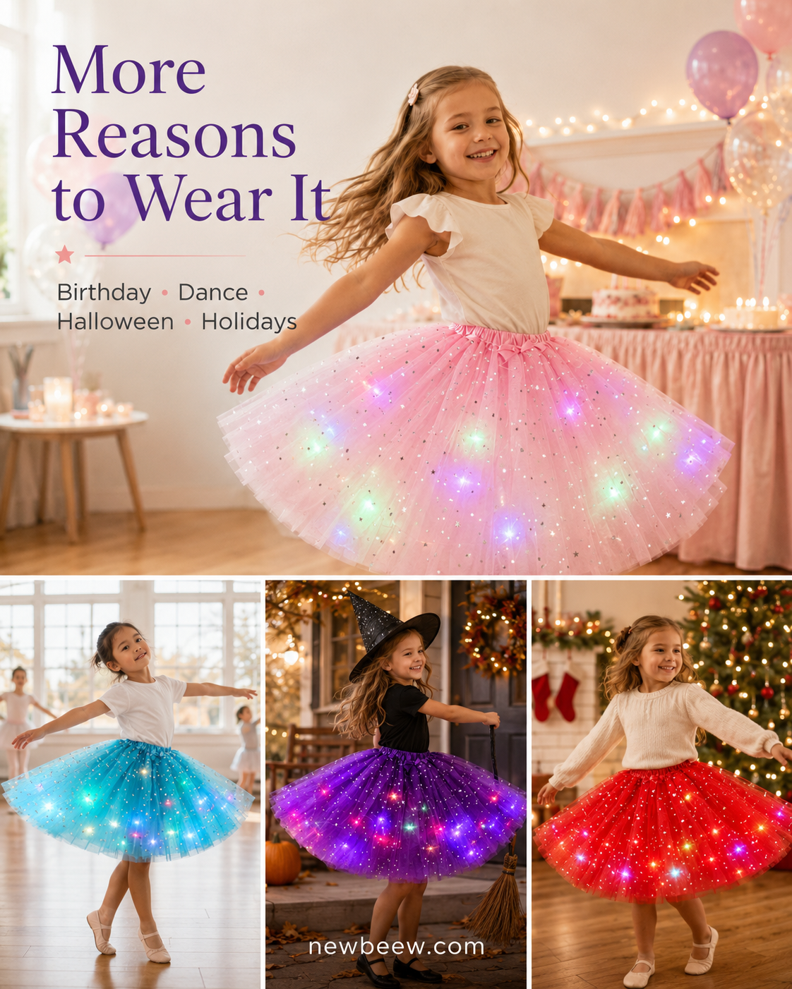 GlowTwirl – Light-Up Star Mesh Princess Tutu
