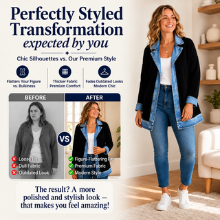 DenimAura – Refined Women's Ribbed Detail Denim Coat