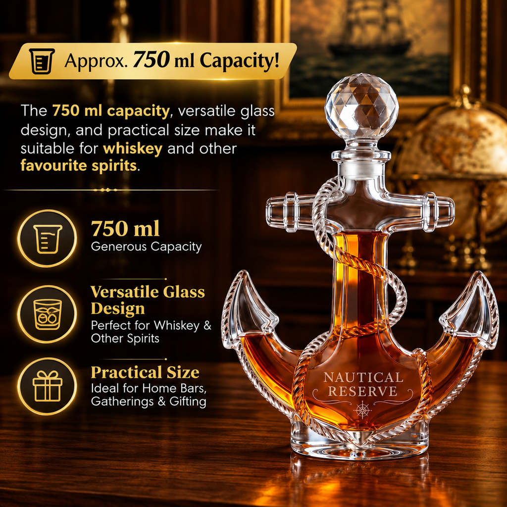 AnchorCrest – Premium Nautical Glass Decanter