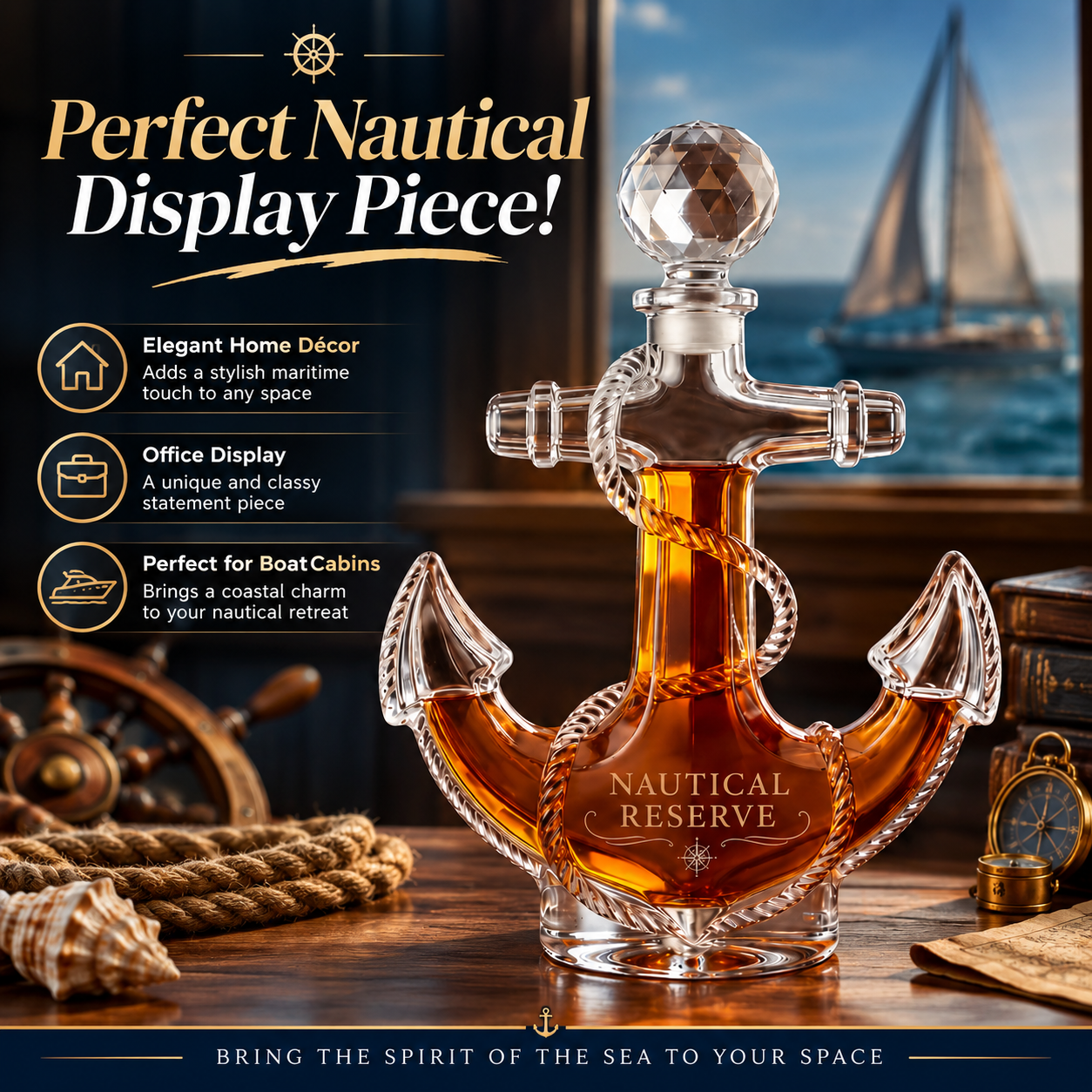 AnchorCrest – Premium Nautical Glass Decanter