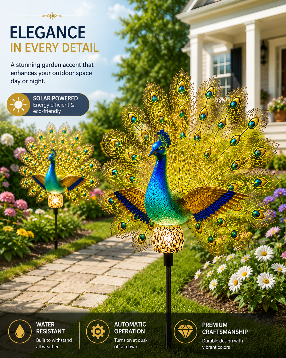 GlowTail – Solar Peacock Light Sculpture