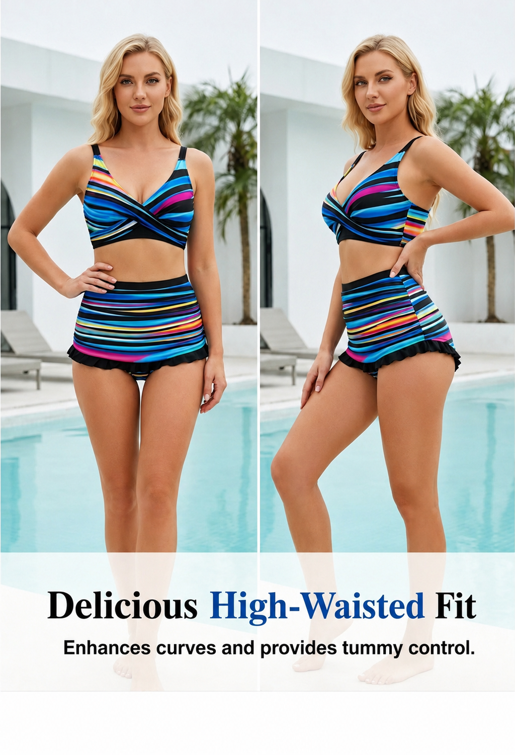 BeachFit – Striped Slimming Bikini Set