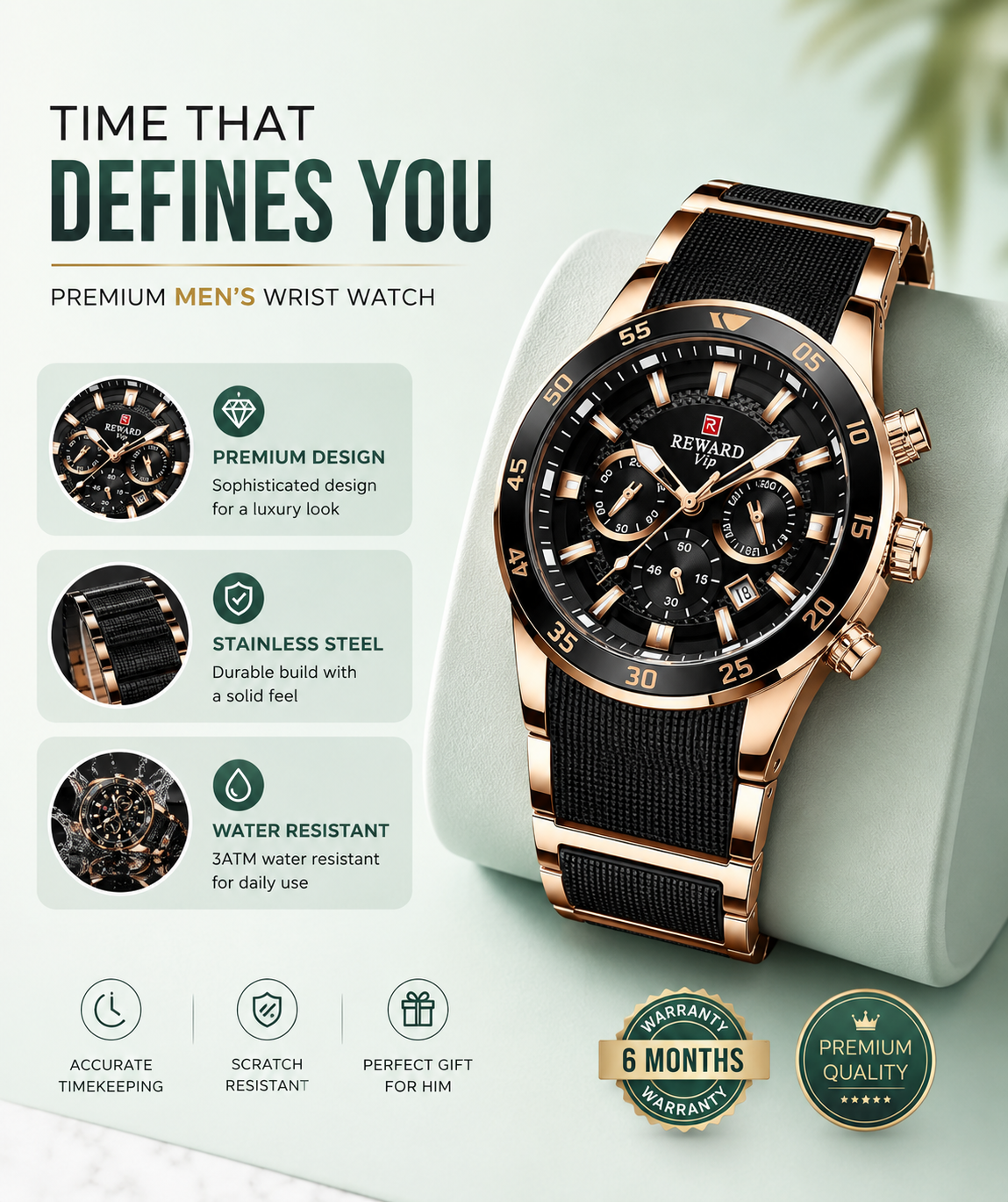 RoyalTime – Black Edition Chronograph Watch