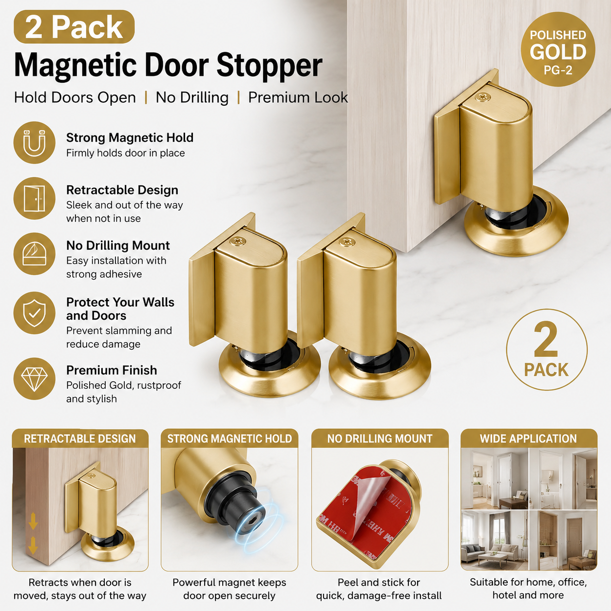 SilentGuard – Strong Hold Magnetic Door Stopper