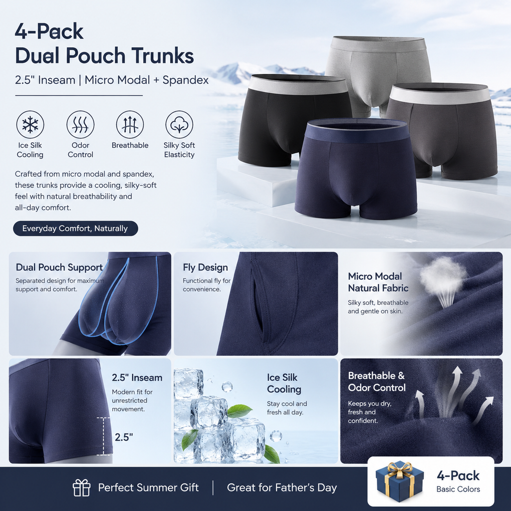FreshCore – Breathable Ice Silk Support Trunks