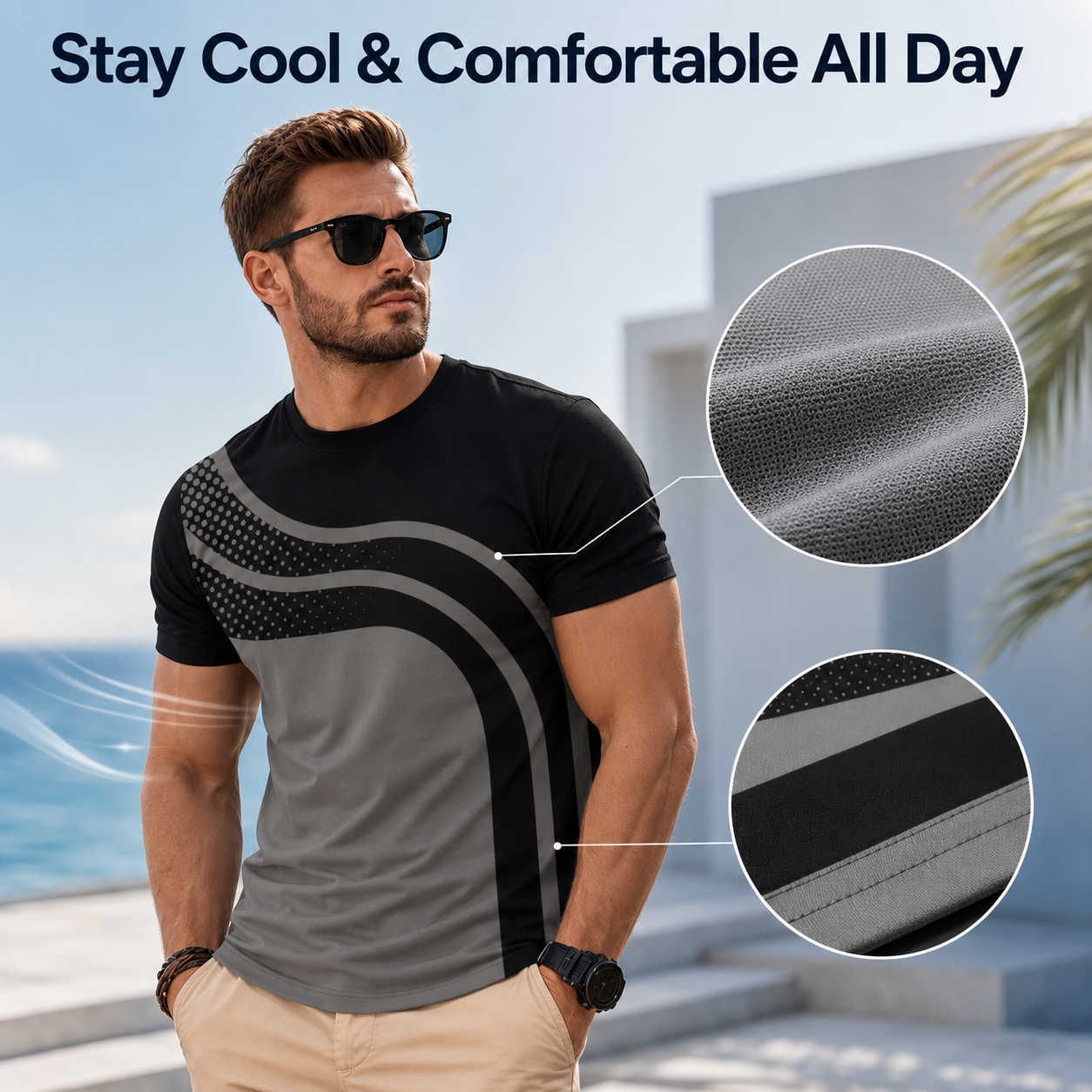 UrbanShade – Gradient Stripe T-Shirt Set