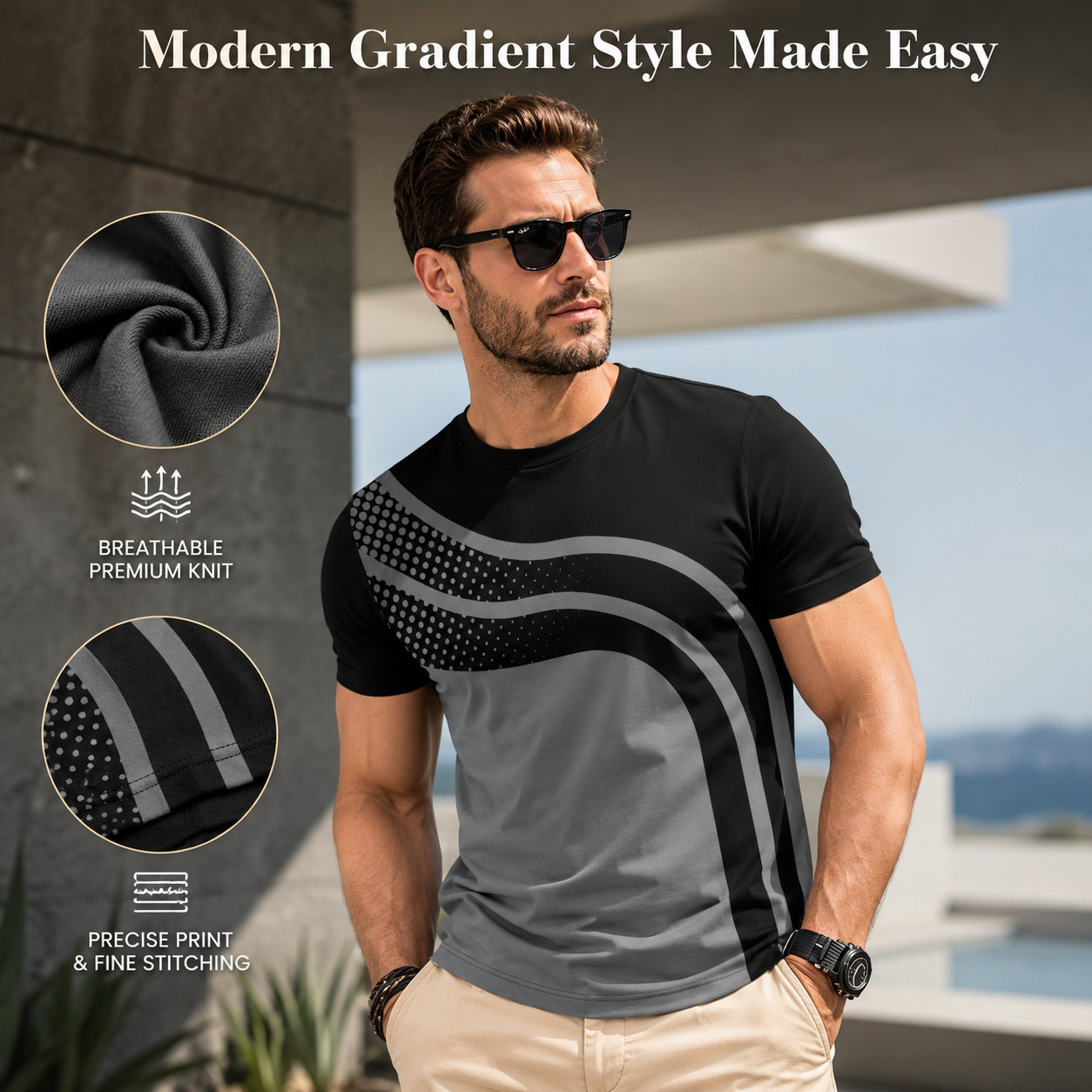 UrbanShade – Gradient Stripe T-Shirt Set