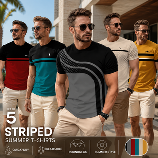 UrbanShade – Gradient Stripe T-Shirt Set