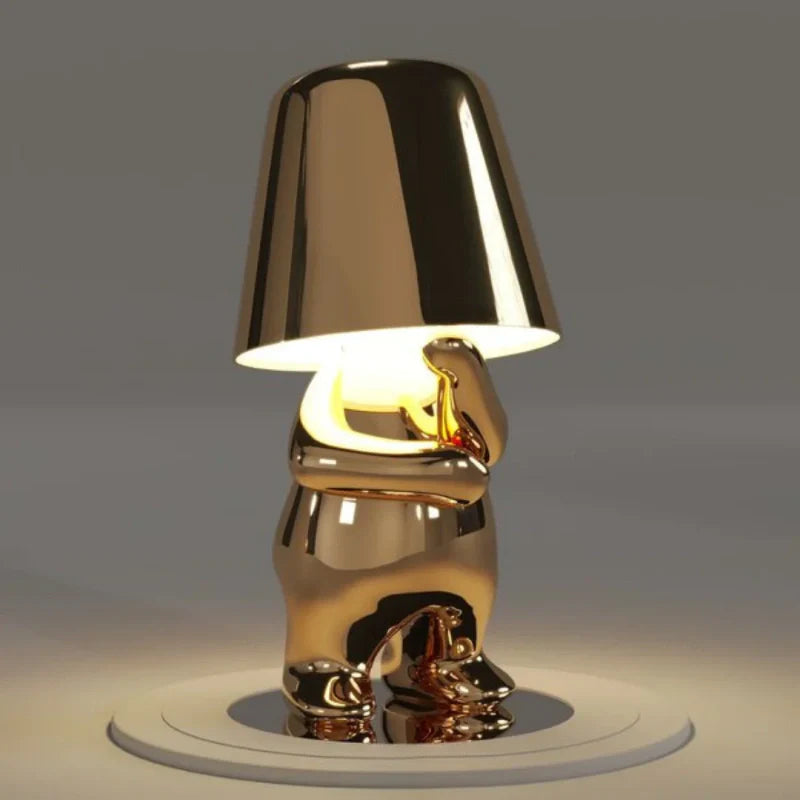 LumiThink – Elegant Gold Thinker Touch Lamp