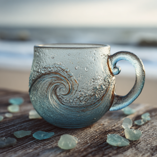 OceanWhirl - Handcrafted Glass Mug | Sip the Sea’s Serenity