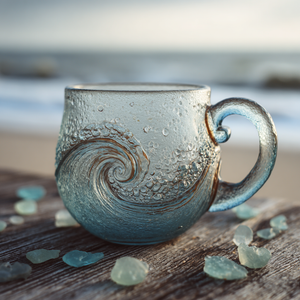 OceanWhirl - Handcrafted Glass Mug | Sip the Sea’s Serenity