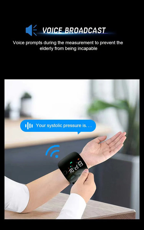 PulseGuard – Automatic Wrist BP Monitor with Voice & Display