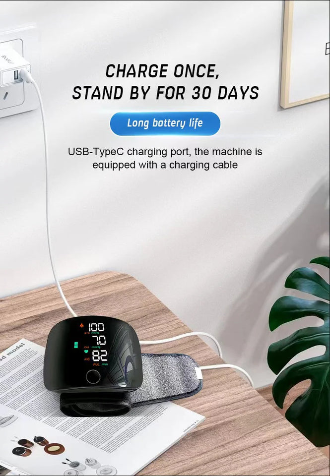 PulseGuard – Automatic Wrist BP Monitor with Voice & Display