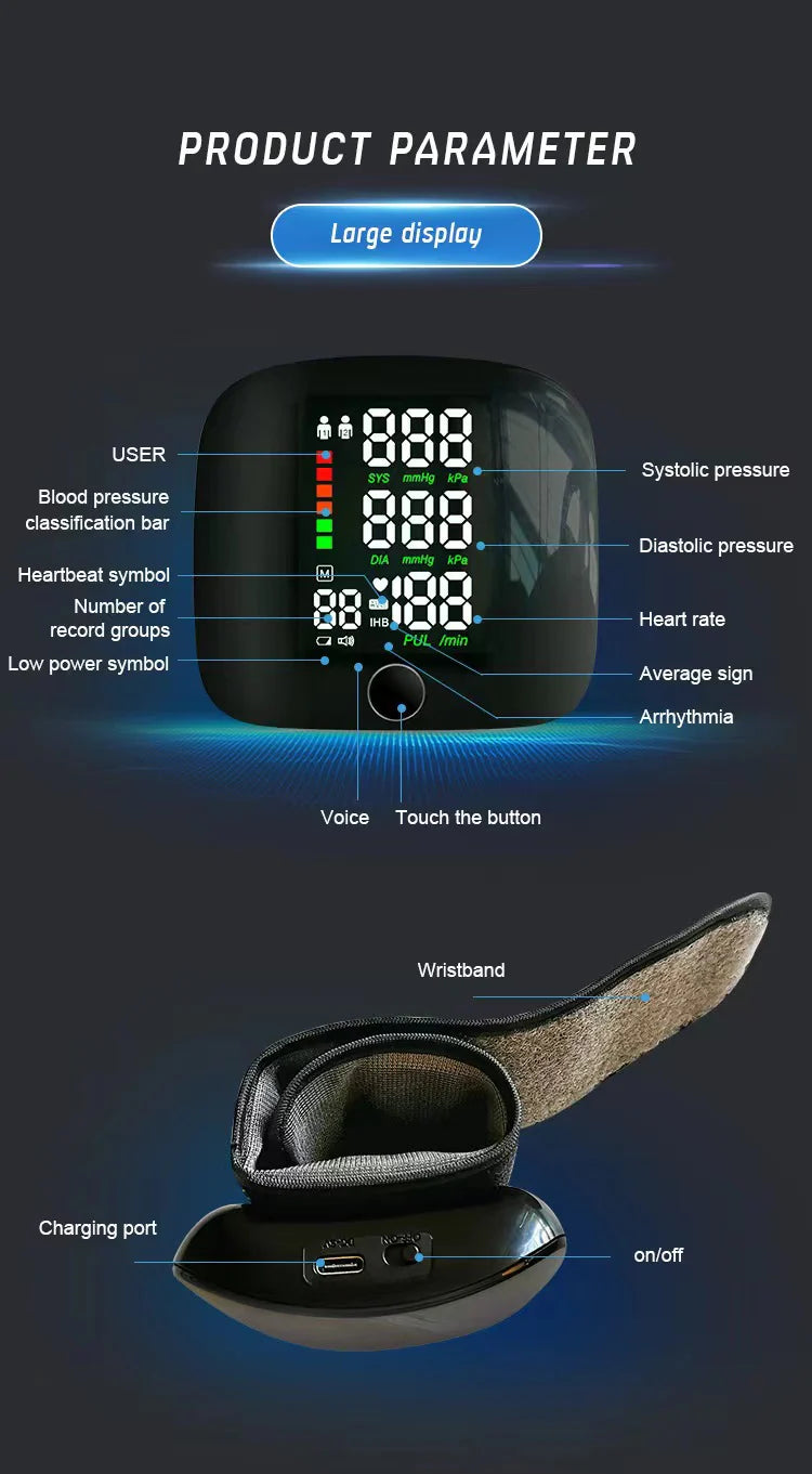 PulseGuard – Automatic Wrist BP Monitor with Voice & Display