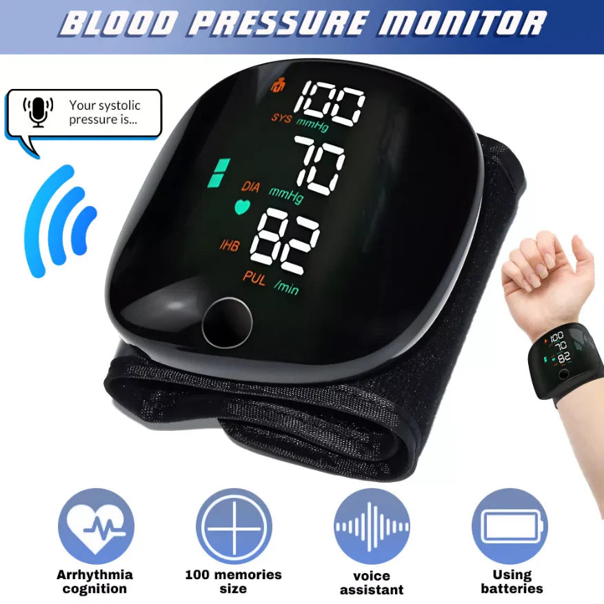 PulseGuard – Automatic Wrist BP Monitor with Voice & Display