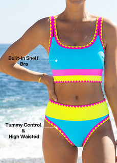 AquaVibe – Color Contrast 3-Piece Bikini Set