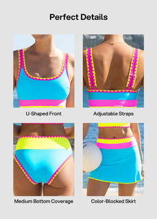 AquaVibe – Color Contrast 3-Piece Bikini Set