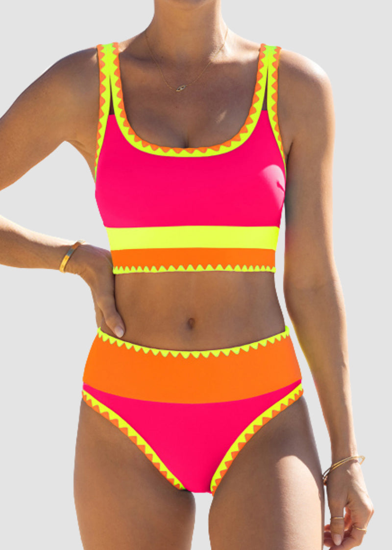 AquaVibe – Color Contrast 3-Piece Bikini Set
