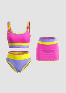 AquaVibe – Color Contrast 3-Piece Bikini Set
