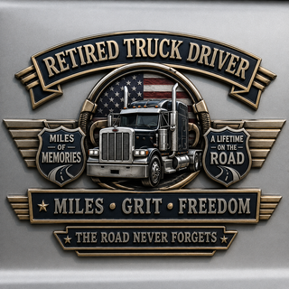 RoadLegacy – Retired Truck Driver Metal Emblem