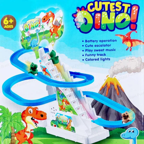 Electric Cute Dino Slide Racing Track Set With Light & Music