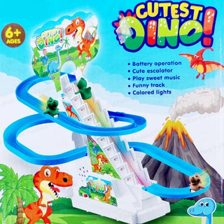 Electric Cute Dino Slide Racing Track Set With Light & Music