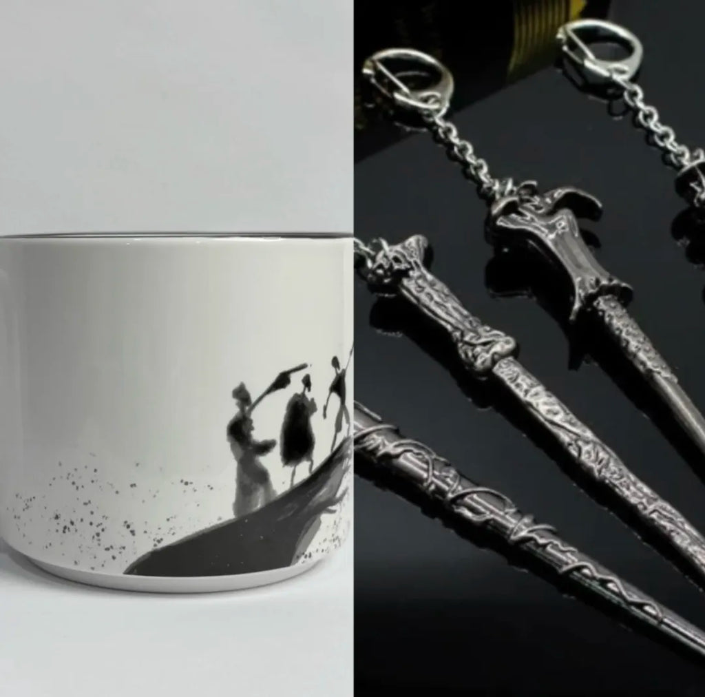 InkCharm – Hand-Drawn Peverell Brothers Mug