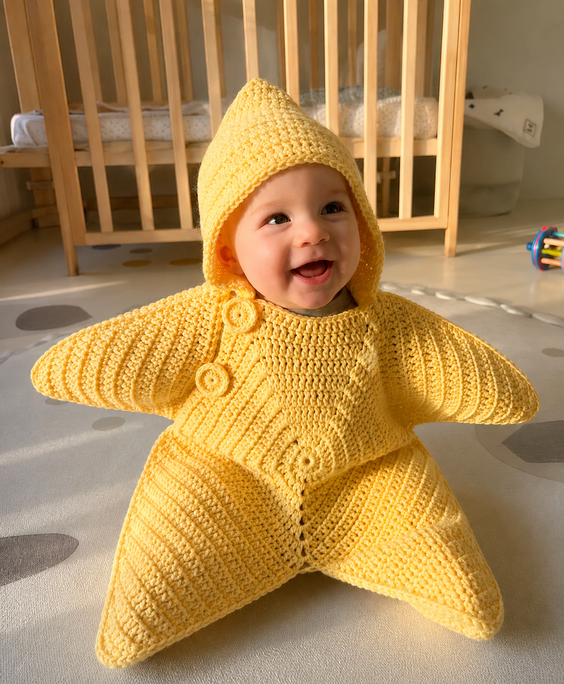LittleLuna – Hooded Crochet Baby Comfort Blanket