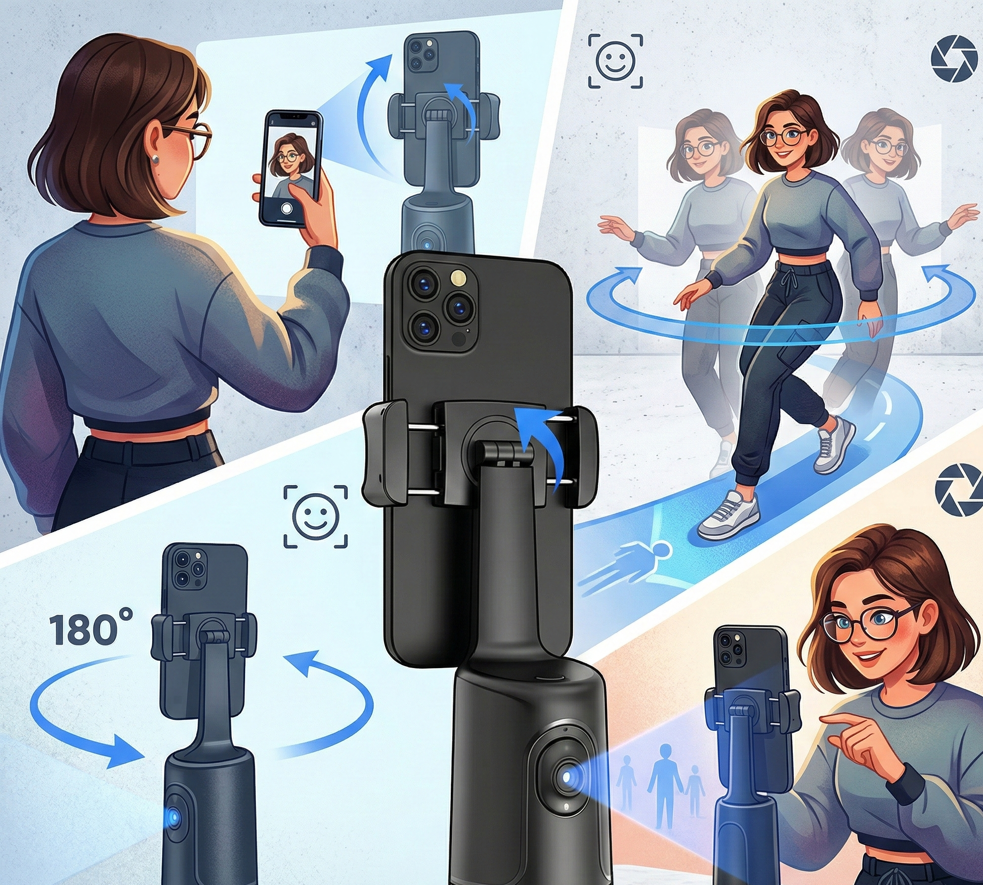 Smarty – AI Face-Tracking Phone Gimbal for Vlogs & Reels
