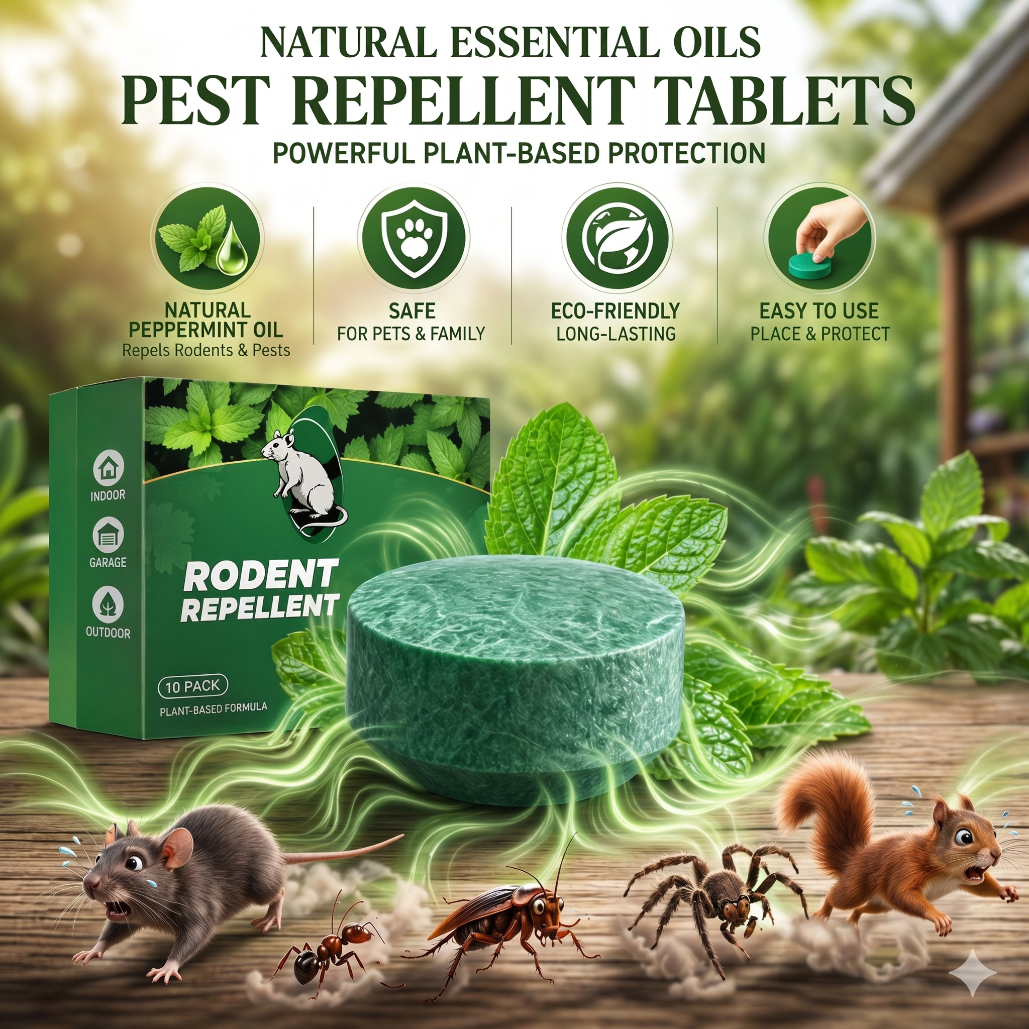 Natural Peppermint Rodent Repellent Tablets