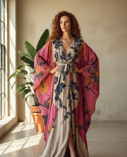 PetalAura – Snapdragon Print Kimono Robe with Belt