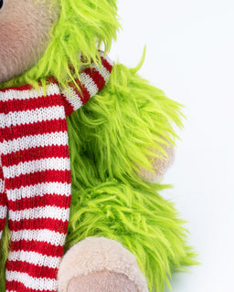 Getahug Christmas Green Fluffy Little Monster Bear | Handmade Jointed Teddy Bear Gift