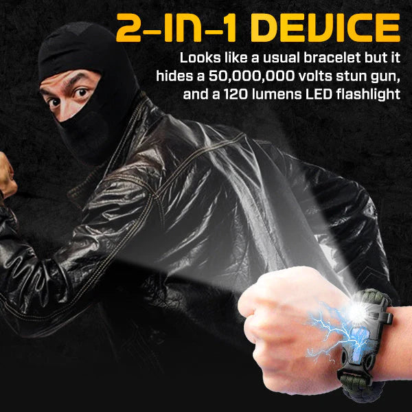 50M Spark SelfDefence Bracelet with Flashlight marnetic