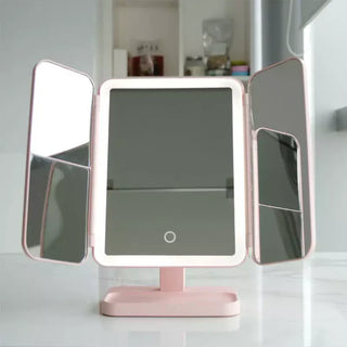 GlamView – Elegant LED Trifold Makeup Mirror