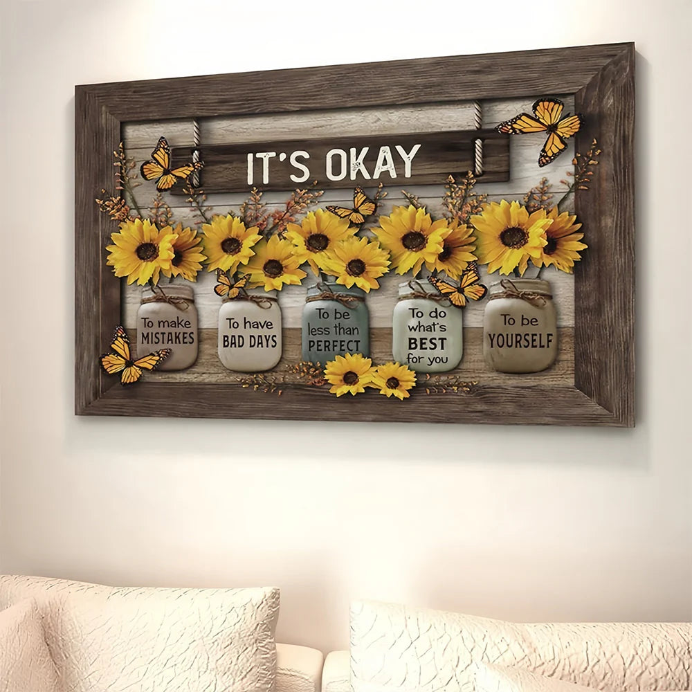 FloraFlutter – Sunflower Butterfly Art Panel