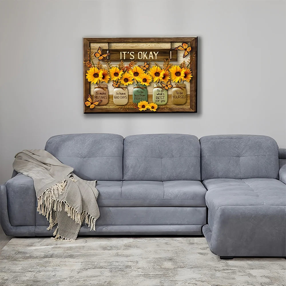 FloraFlutter – Sunflower Butterfly Art Panel
