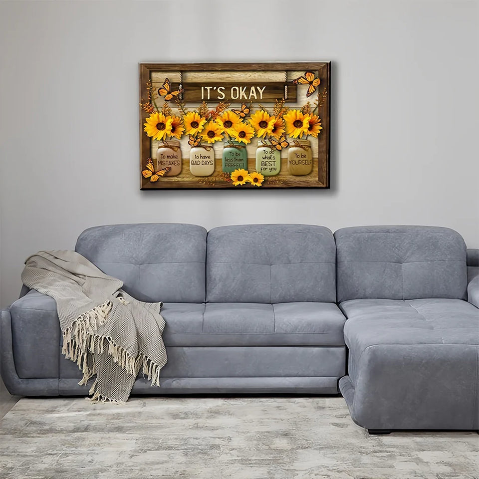 FloraFlutter – Sunflower Butterfly Art Panel