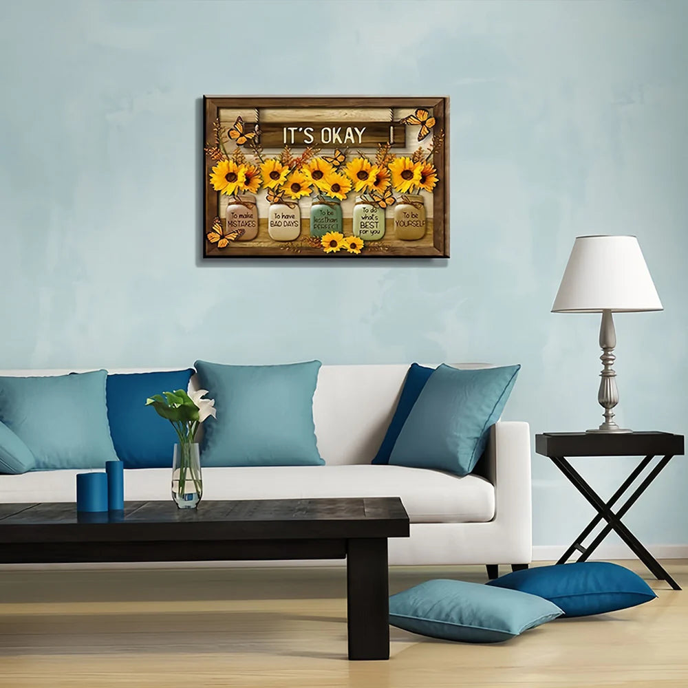 FloraFlutter – Sunflower Butterfly Art Panel