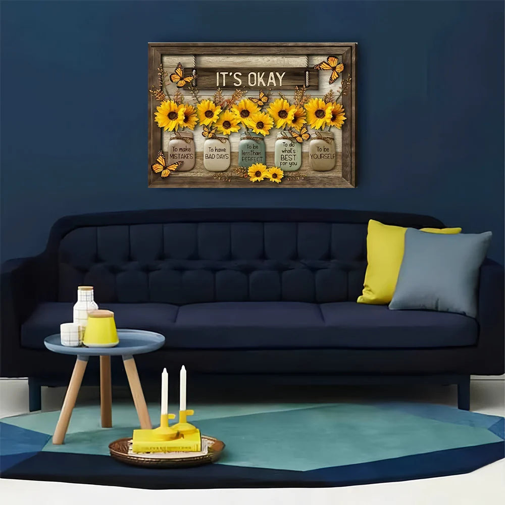 FloraFlutter – Sunflower Butterfly Art Panel
