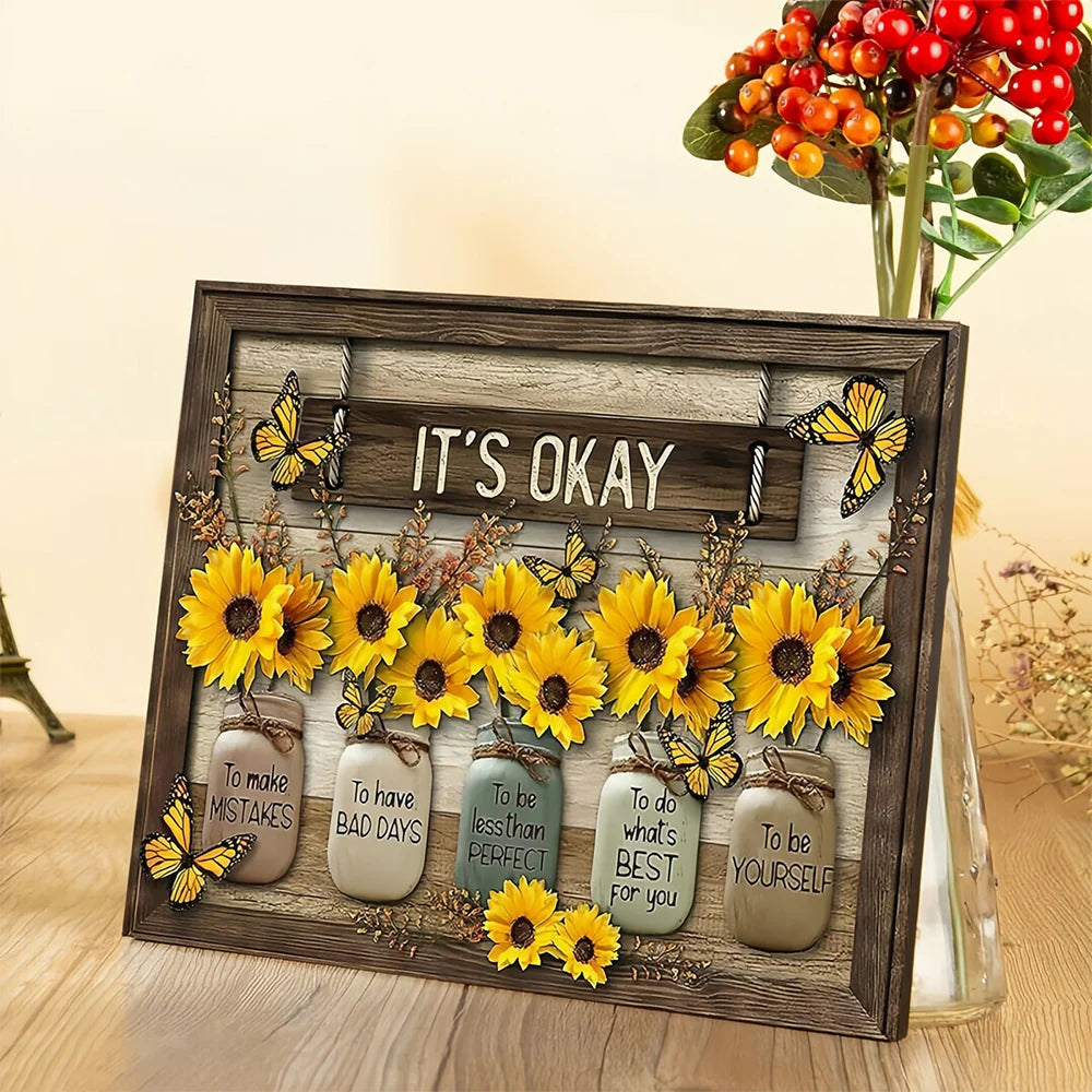 FloraFlutter – Sunflower Butterfly Art Panel