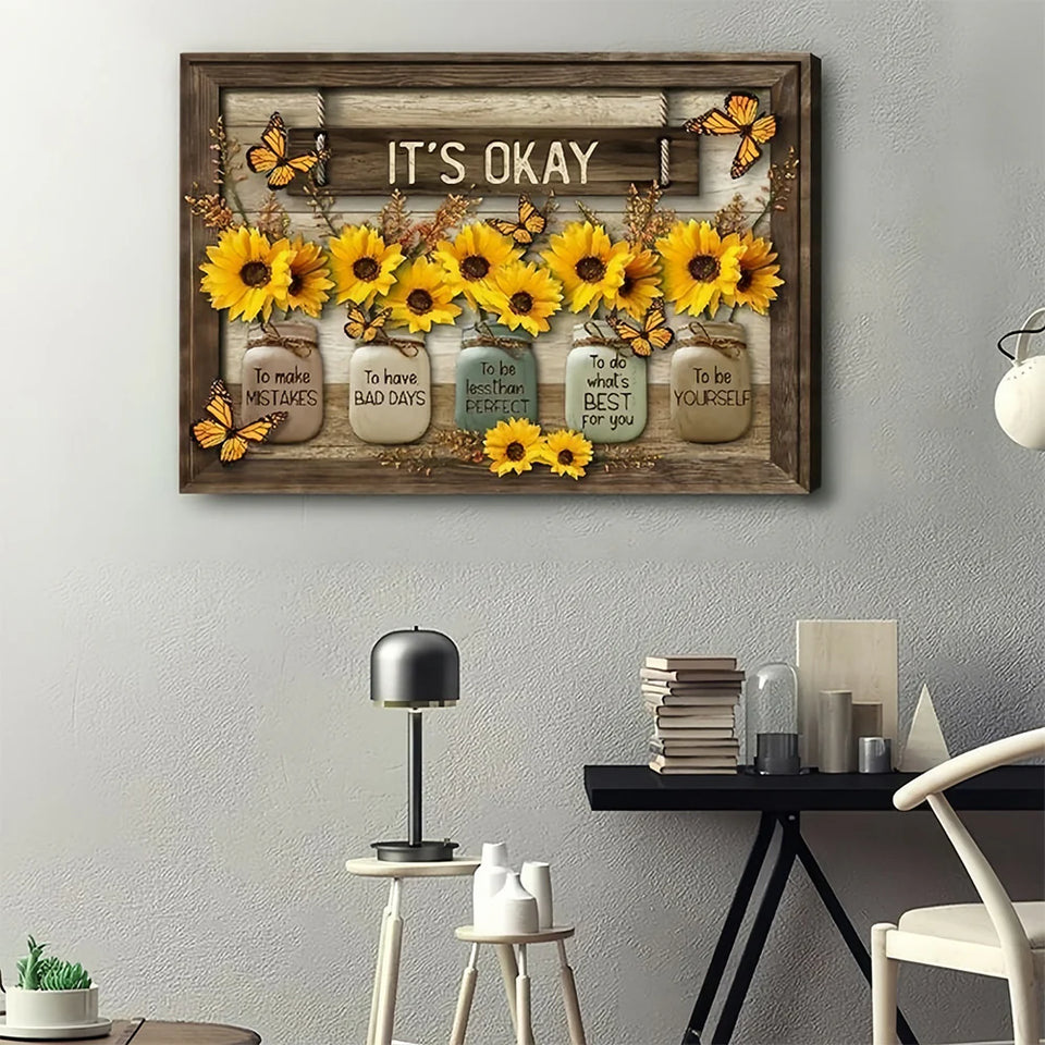 FloraFlutter – Sunflower Butterfly Art Panel